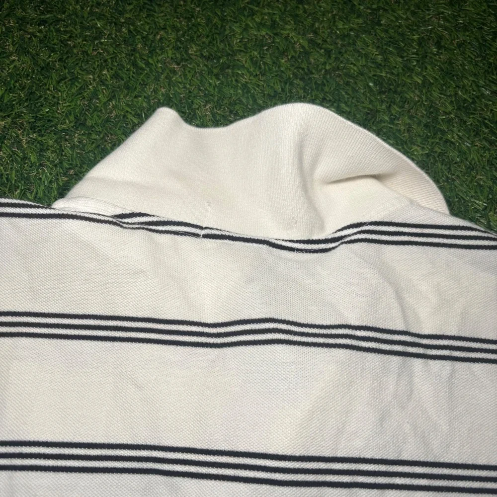 Polo Ralph Lauren Mens 4XLT Tall Striped Polo Shirt White Navy Blue Cotton Pique